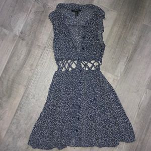 Blue dress cut out detail